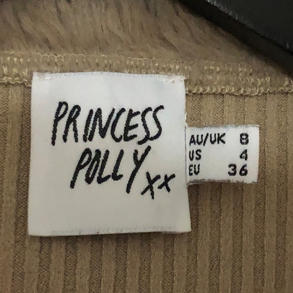 princess polly tan cropped button up long sleeve sweater - Picture 2 of 3